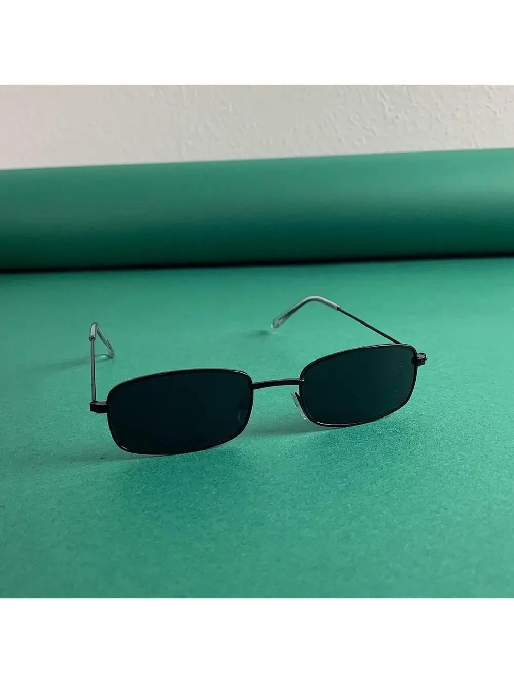 Y2K Vintage Cyber Silver Black Slim Unique Sunglasses Unisex